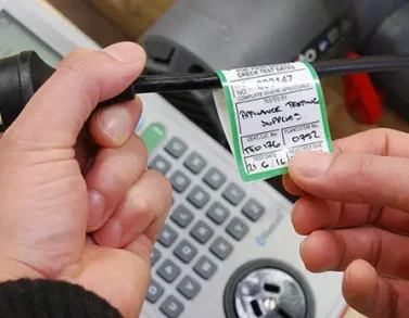 Detailed equipment tagging helps identify test results and compliance information at a glance.